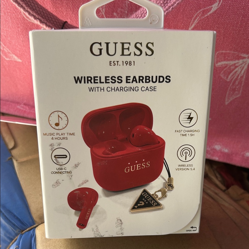 Guess Red Wireless Earbuds with Case